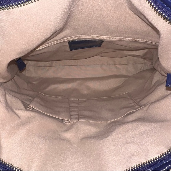 EUC Coach Signature Ikat Print Monogram Foldover Tote Crossbody Bag Navy Pink - Picture 3 of 10